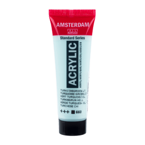 Liten tub med turkos Amsterdam Akrylfärg 20 ml 660 Turquoise Green Light från Royal Talens - Tidformera