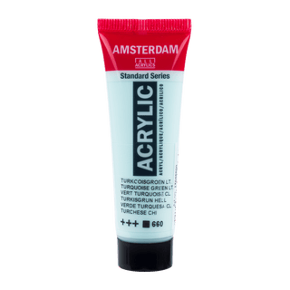Liten tub med turkos Amsterdam Akrylfärg 20 ml 660 Turquoise Green Light från Royal Talens - Tidformera