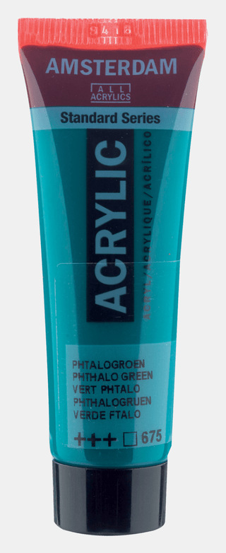 Liten tub med grön Amsterdam Akrylfärg 20 ml 675 Phthalo Green från Royal Talens - Tidformera
