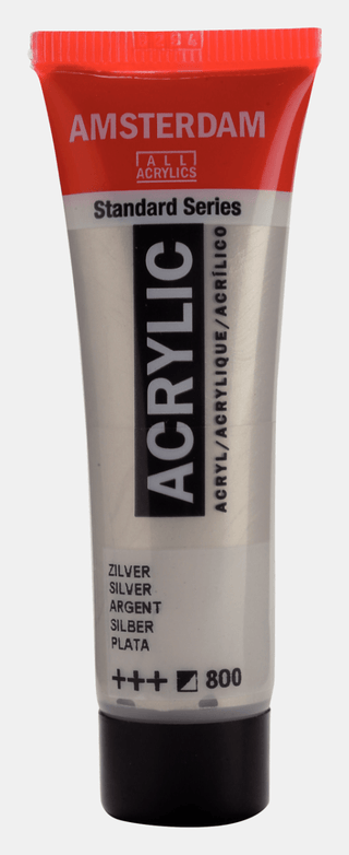 Liten tub med silverfärgad Amsterdam Akrylfärg 20 ml 800 Silver från Royal Talens - Tidformera
