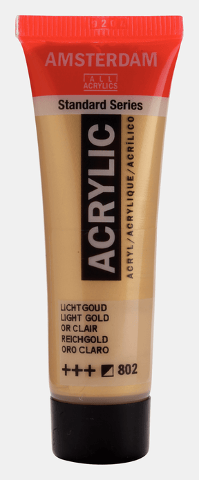 Liten tub med guldfärgad Amsterdam Akrylfärg 20 ml 802 - Light Gold från Royal Talens - Tidformera