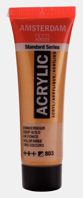 Liten tub med guldfärgad Amsterdam Akrylfärg 20 ml 803 Deep Gold från Royal Talens - Tidformera