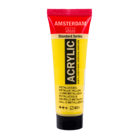 Liten tub med gul Amsterdam Akrylfärg 20 ml 831 Metallic Yellow från Royal Talens - Tidformera