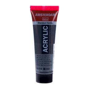 Liten tub med svart Amsterdam Akrylfärg 20 ml 850 - Metallic Black från Royal Talens - Tidformera