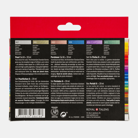 Amsterdam Akrylfärg 6 - pack 20 ml - Pearl set - 6 - Royal Talens - Tidformera