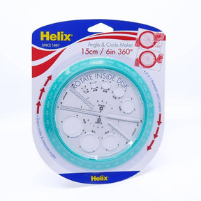 Angle & Circle Maker - Green från Helix. En rund grön stencil med ringar och grader - Tidformera