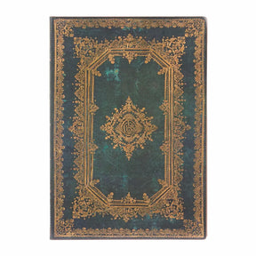 Mörk blå/turkosfärgade anteckningsbok med gulddetaljer. Astra Midi Linjerad Flexis från Paperblanks - Tidformera