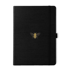 Anteckningsbok B5 PRO Bee Linjerad från Dingbats* - Svart anteckningsbok med tygklädd pärm. Mitt på framsidan är ett bi i guld. Boken har svart gummiband för stängning samt pennhållare.
 - Tidformera