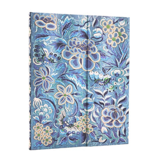 Anteckningsbok Blue Willow - Ultra Olinjerad Wrap från Paperblanks. Blå skrivbok med  blåa blommor.- Tidformera