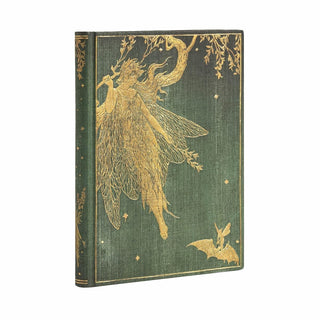 Grön anteckningsbok Olive Fairy - Midi Linjerad Hård pärm Elastiskt band från Paperblanks - Tidformera