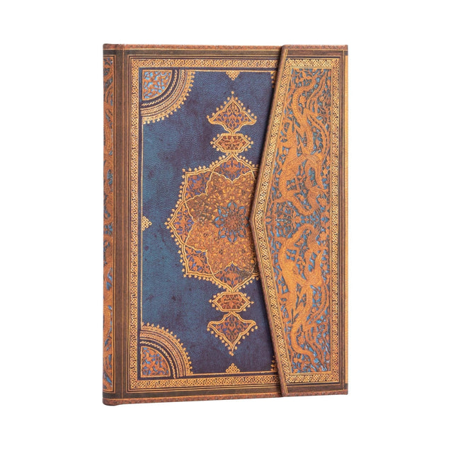 Anteckningsbok Safavid Indigo - Midi Linjerad Hård pärm Wrap - Paperblanks - Tidformera