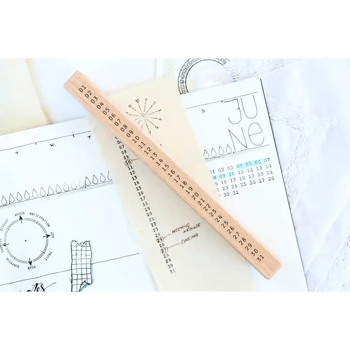 Wooden Stamp Calendar Monthly Numbers Vertical