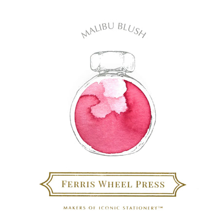 Färgprov på det rosa bläcket. Bläckflaska 38 ml - Malibu Blush från Ferris Wheel Press - Tidformera