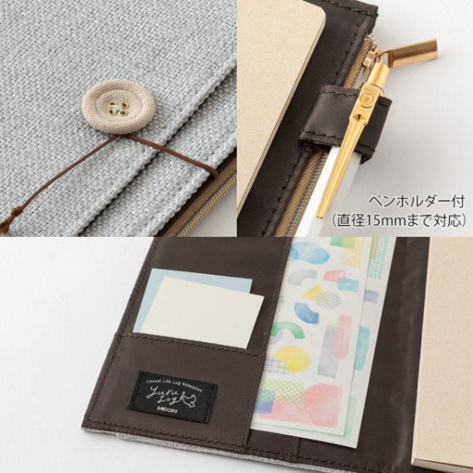 Bokomslag - Yuru Log Notebook B6 - Grey - 6 - Midori - Tidformera