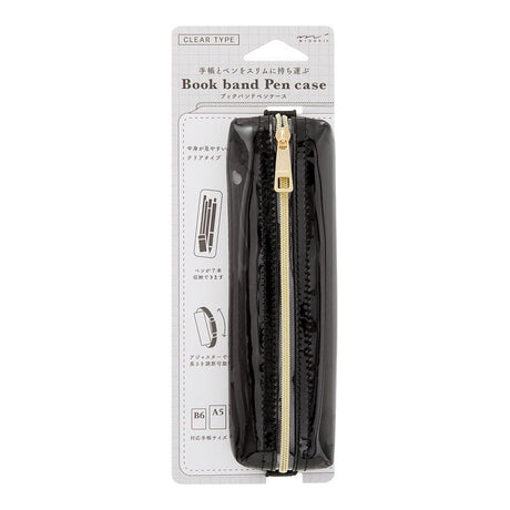 Book band Pen case Clear type - Black - Midori - Tidformera