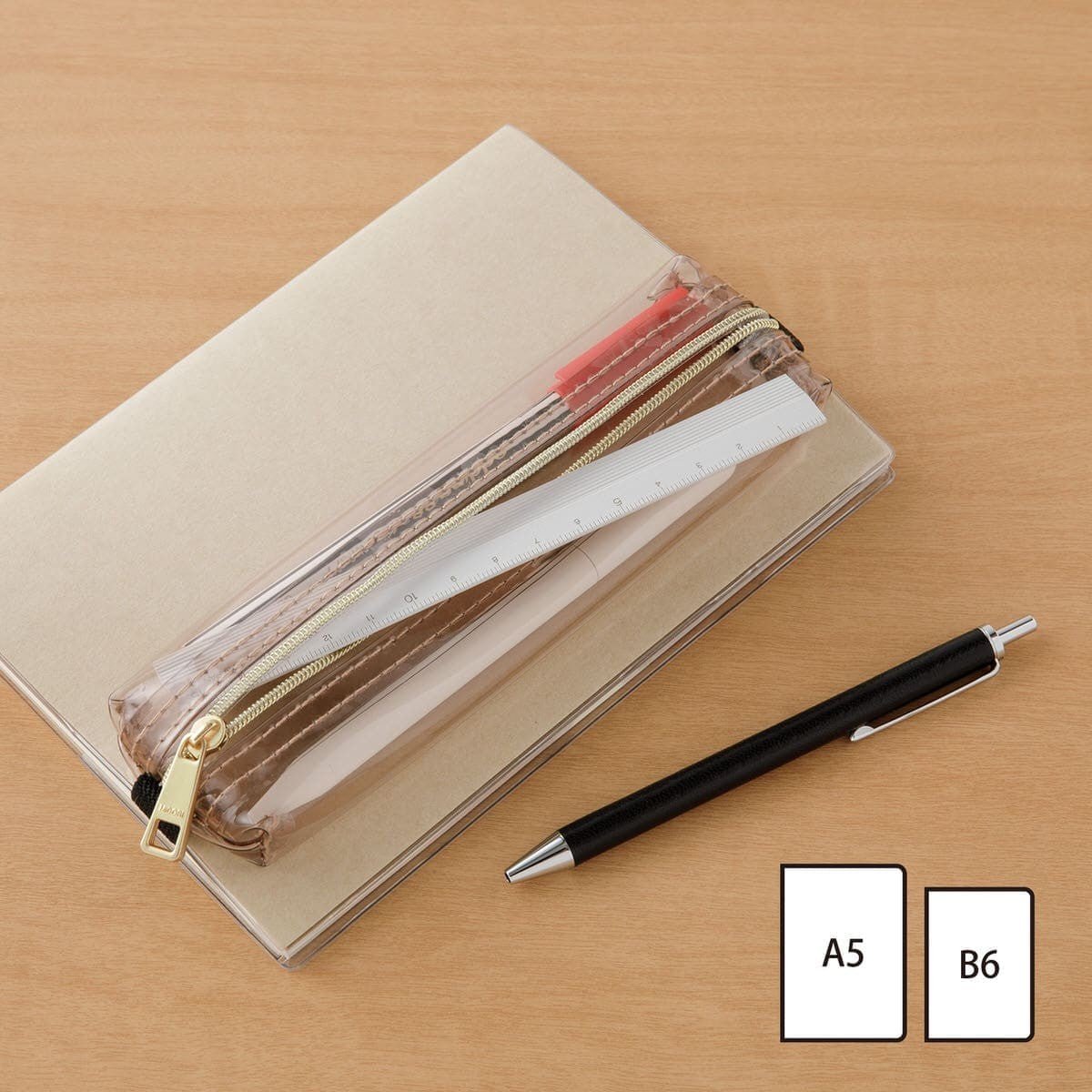 Book band Pen case Clear type - Sepia - Midori - Tidformera