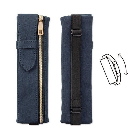 Book band Pen case Textil - Blue - 3 - Midori - Tidformera