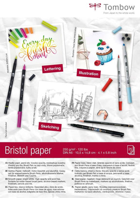 Block med Bristol paper - A6 från Tombow. På blocket står att det är 250 gsm papper och 245 ark. - Tidformera