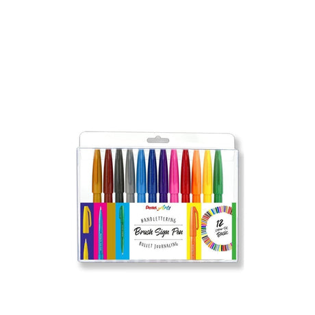 Brush Sign Pen 12-pack - Basic - Pentel - Tidformera