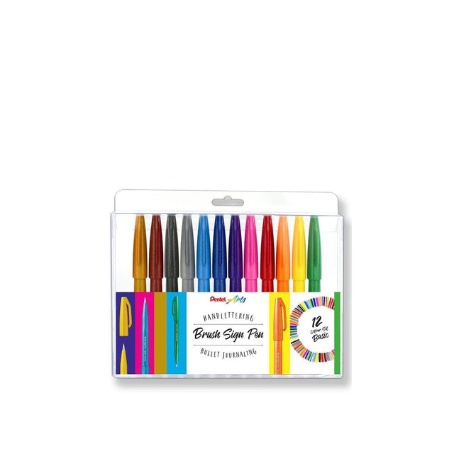 Brush Sign Pen 12-pack - Basic - Pentel - Tidformera