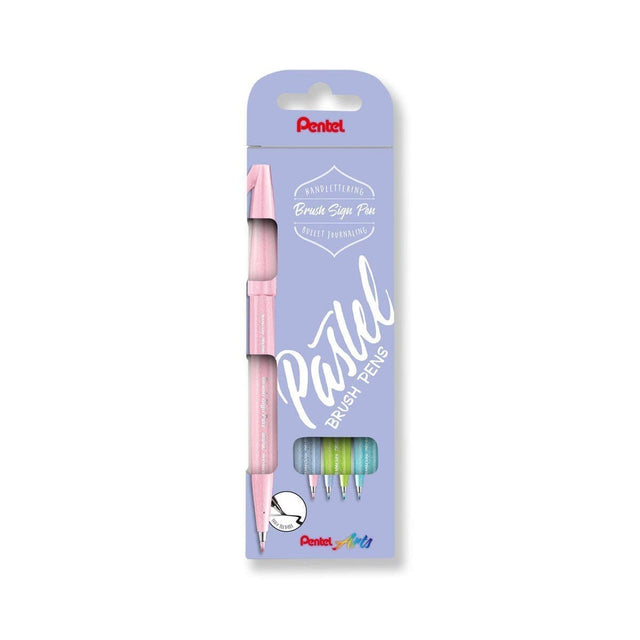 Brush Sign Pen 4-pack - Pastel - Pentel - Tidformera