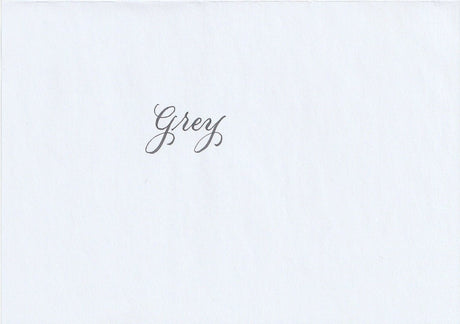 Handskriven text med ordet "Grey" i grå färg, skrivet med Pentel Brush Sign Pen i färgen Grey.