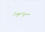 Handskriven text med orden "Light Green" i ljusgrön färg, skriven med Pentel Brush Sign Pen i färgen Light Green.