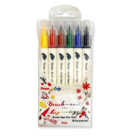 Brush Sign Pen Twin Förpackningar - 6 - pack - 1 - Pentel - Tidformera