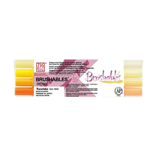 Brushables Brush pen 4 - pack - Yellow - 1 - ZIG Kuretake - Tidformera