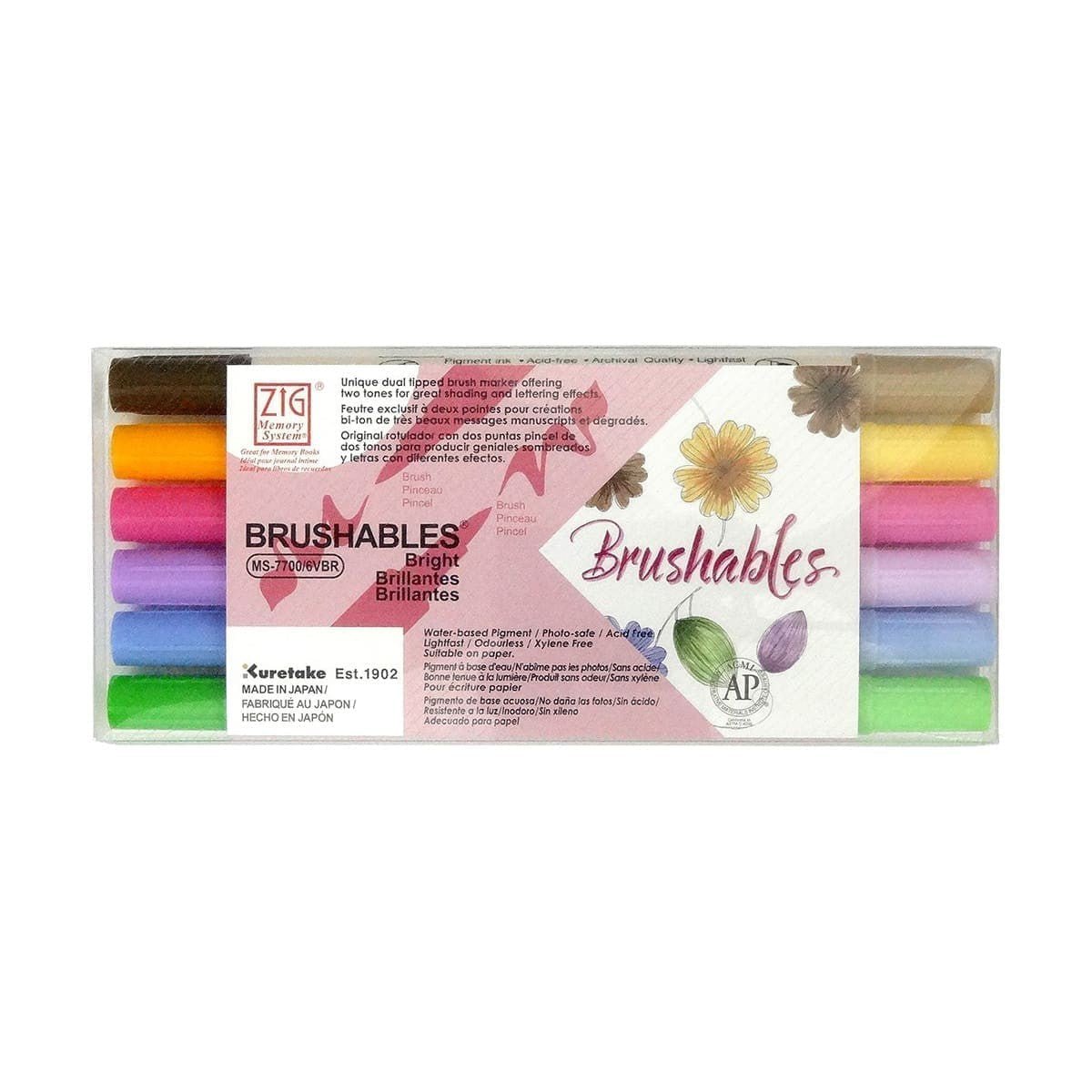 Brushables Brush pen 6-pack - Bright - ZIG Kuretake - Tidformera