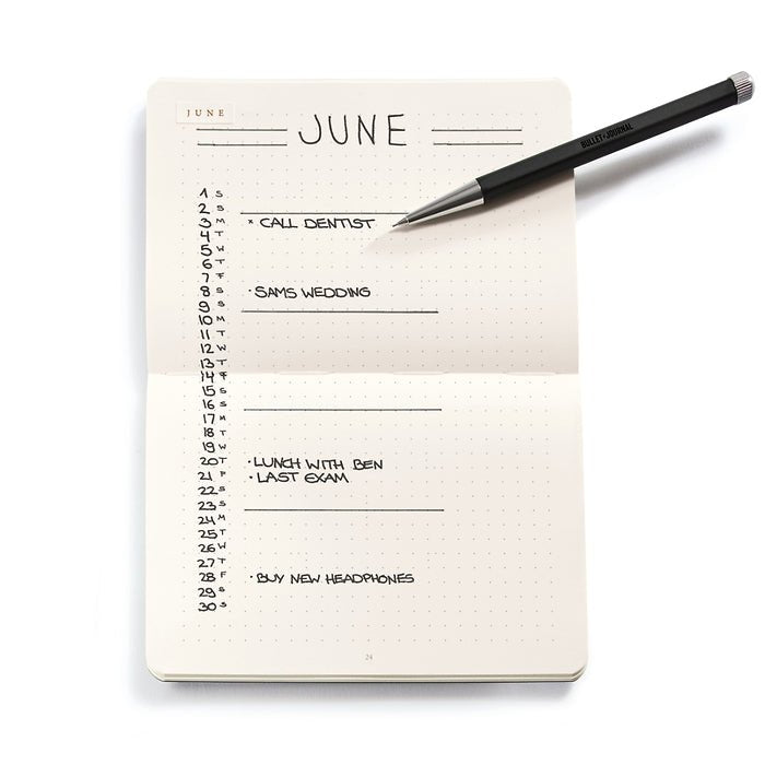 Bullet Journal pocket öppnas upp till A5. Tidformera