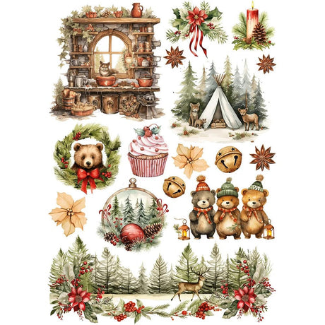 Rice Paper Art set - A5 - 8-pack - Hot Cocoa &amp; Holly