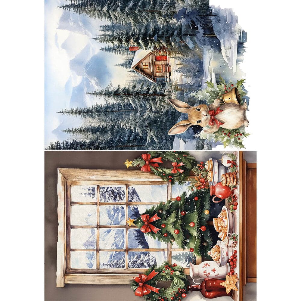 Rice Paper Art set - A5 - 8-pack - Hot Cocoa &amp; Holly