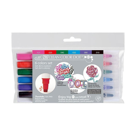 Clean color dot pen Förpackningar - 6 - pack - 1 - ZIG Kuretake - Tidformera