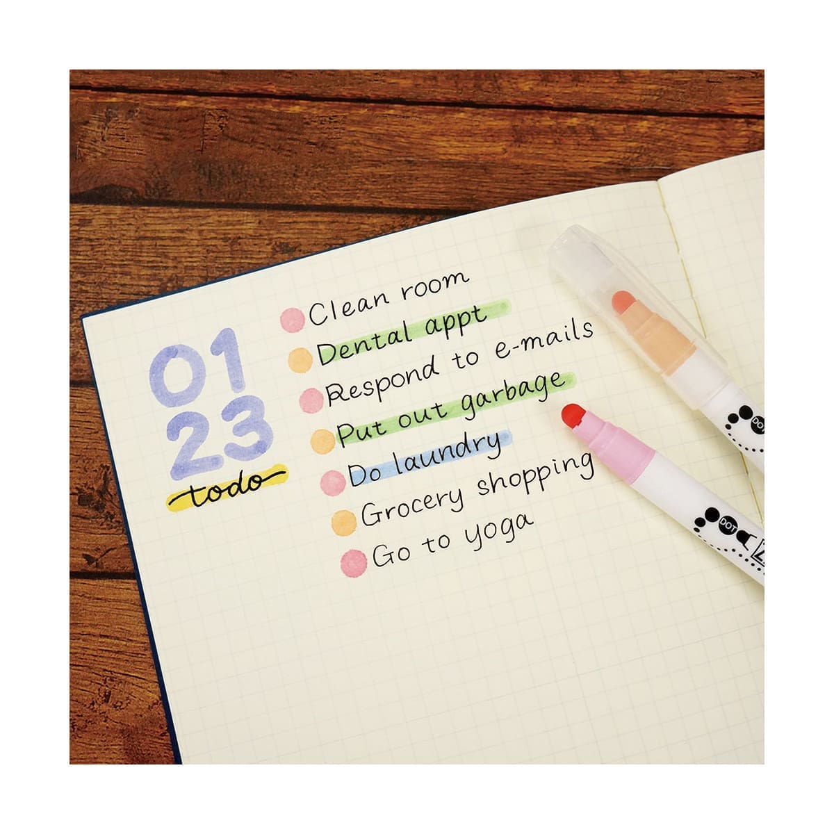 Clean color dot pen Single 6-pack - Highlight Colors - ZIG Kuretake - Tidformera