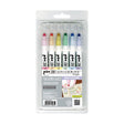 Clean color dot pen Single 6-pack - Mild Colors - ZIG Kuretake - Tidformera