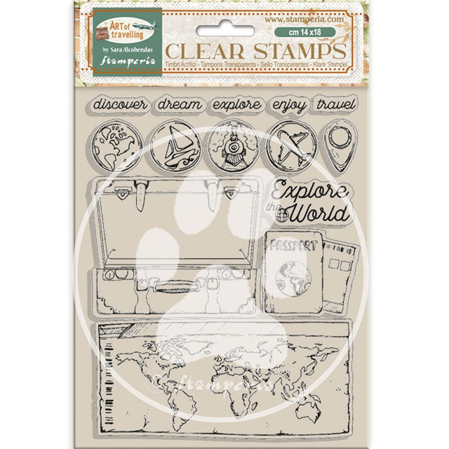 Clear stamps - Art of Travelling - Stamperia - Tidformera