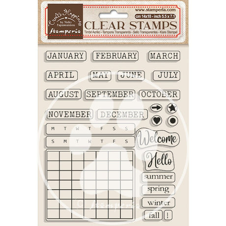 Clear stamps Create Happiness Calendar - Monthly - Stamperia - Tidformera