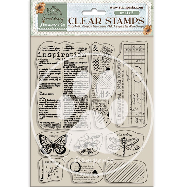 Clear stamps Create Happiness Secret Diary - Inspiration - Stamperia - Tidformera