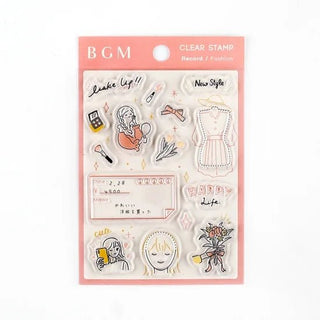 Förpackning med stämplar. Ansikte, provdocka, smink. Clear stamps Fashion från BGM - Tidformera