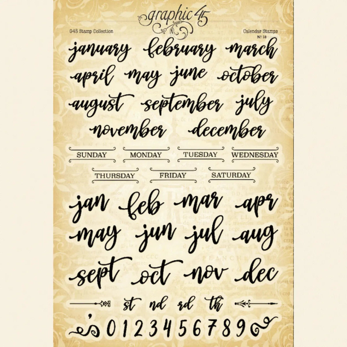 Clear stamps - G45 Stamp Collection - Calendar - 1 - Graphic 45 - Tidformera