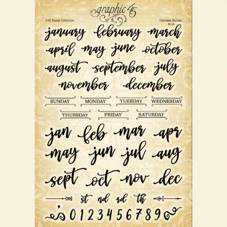 Clear stamps - G45 Stamp Collection - Calendar - 1 - Graphic 45 - Tidformera