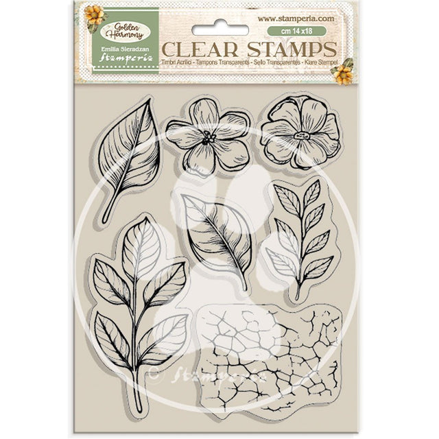 Clear stamps Golden Harmony - Leaves - Stamperia - Tidformera