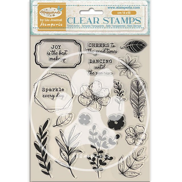 Clear stamps Masquerade - Flowers And Labels - 2 - Stamperia - Tidformera