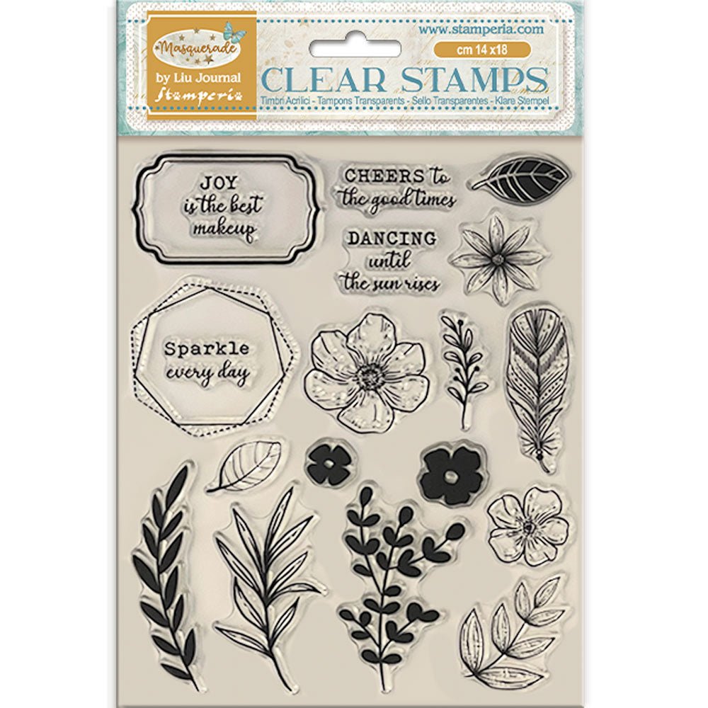 Clear stamps Masquerade - Flowers And Labels - 1 - Stamperia - Tidformera