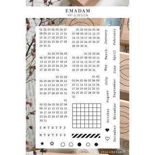 Clear Stamps Set - Perpetual Calendar - Månad - 1 - Emadam Art & Design - Tidformera
