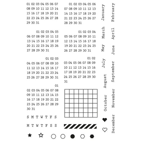 Clear Stamps Set - Perpetual Calendar - Månad - 2 - Emadam Art & Design - Tidformera