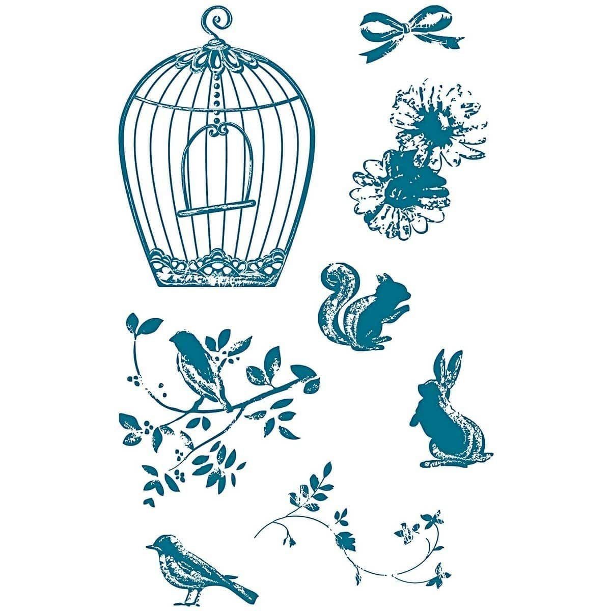 Clear stamps Vintage - Birdcage - Rico Design - Tidformera