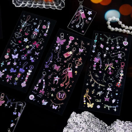 Clear stickers IRIDE 3-pack - Glitter Charm - 5 - BGM - Tidformera