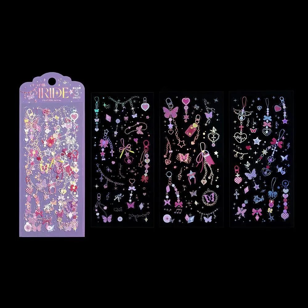 Clear stickers IRIDE 3-pack - Glitter Charm - 4 - BGM - Tidformera